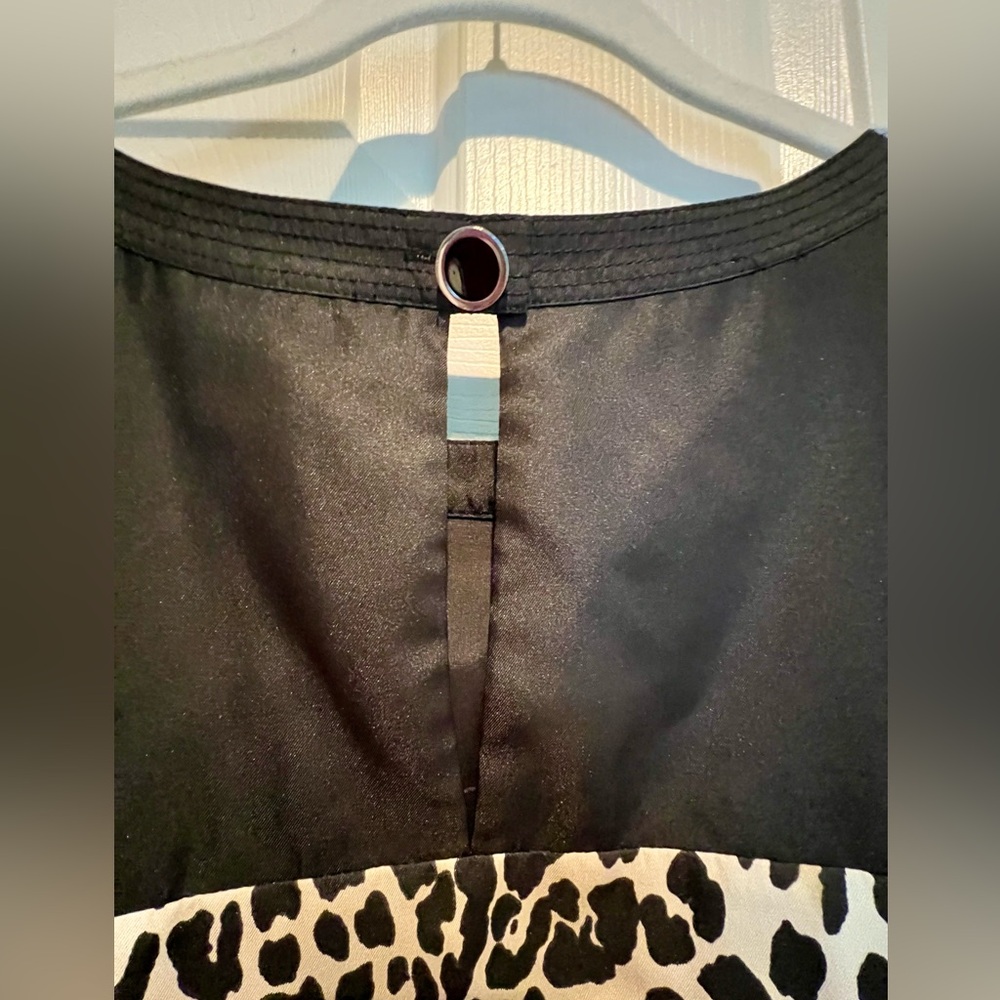 Dress - White House Black Market - black white tan red animal print - size 14 - Picture 4 of 8